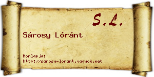 Sárosy Lóránt névjegykártya